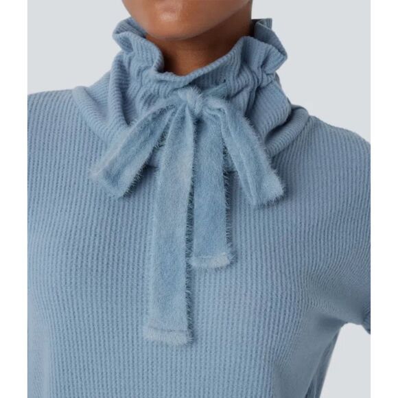 HALARA Cowl Neck Drawstring Long Sleeve Relaxed Waffle Casual Sweater Size Small - Picture 1 of 10